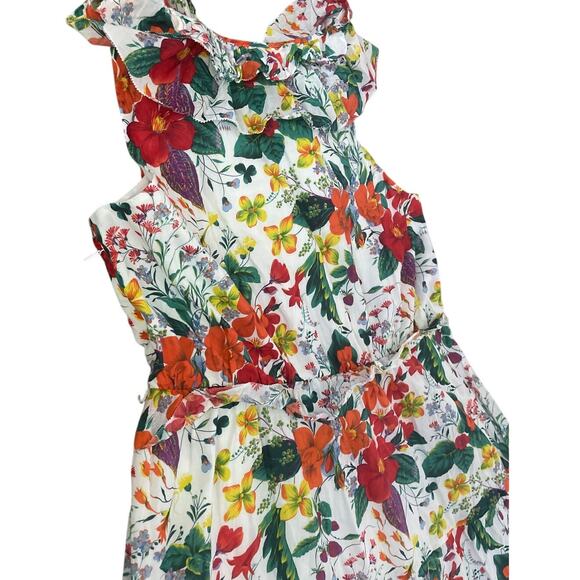 J. Crew Ruffle-Front Maxi Dress In Ratti Island Botanical Print Pockets Size‎ 12 - Picture 8 of 13